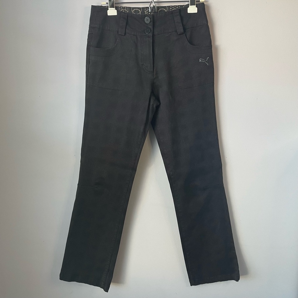 Puma Black Checkered Gray Dot Pattern Double Butt… - image 1